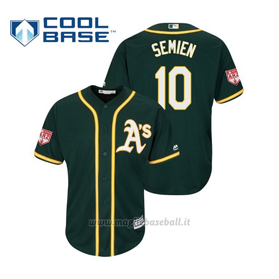 Maglia Baseball Uomo Oakland Athletics Marcus Semien Cool Base Entrenamiento De Primavera 2019 Verde